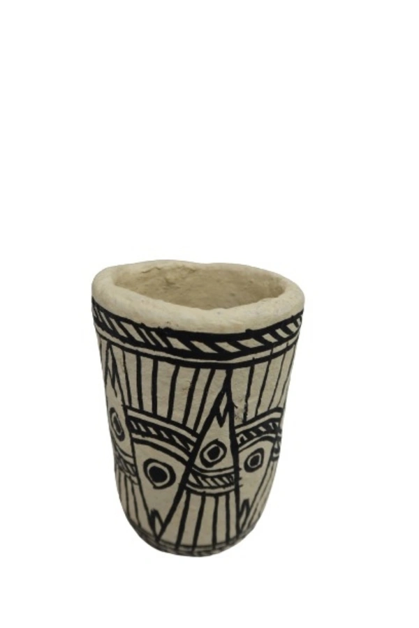Madhubani Painted Papier Mache Pen stand - Medium