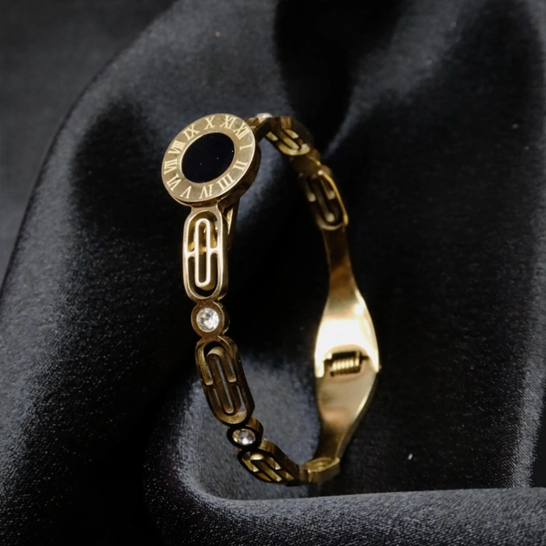 Artificial Golden Roman Numeral Kada Bracelet For Women & Girls | Stylish Bangle Design | Elegant Daily Wear Jewellery Gift