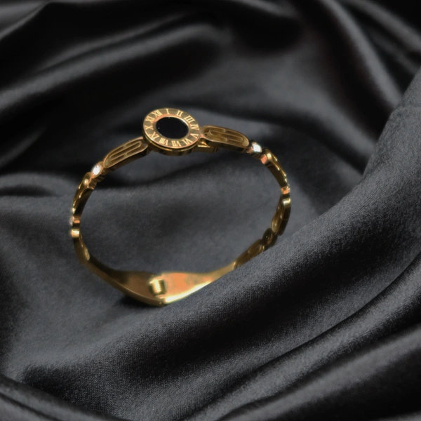 Artificial Golden Roman Numeral Kada Bracelet For Women & Girls | Stylish Bangle Design | Elegant Daily Wear Jewellery Gift