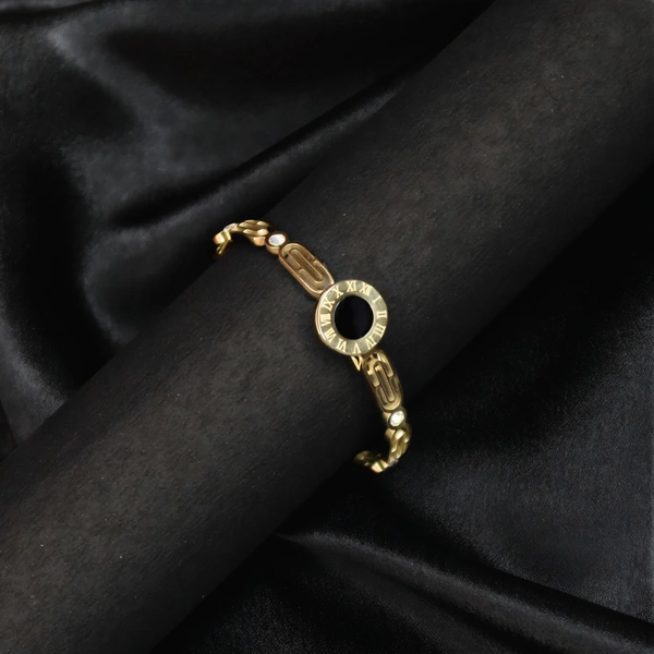 Artificial Golden Roman Numeral Kada Bracelet For Women & Girls | Stylish Bangle Design | Elegant Daily Wear Jewellery Gift