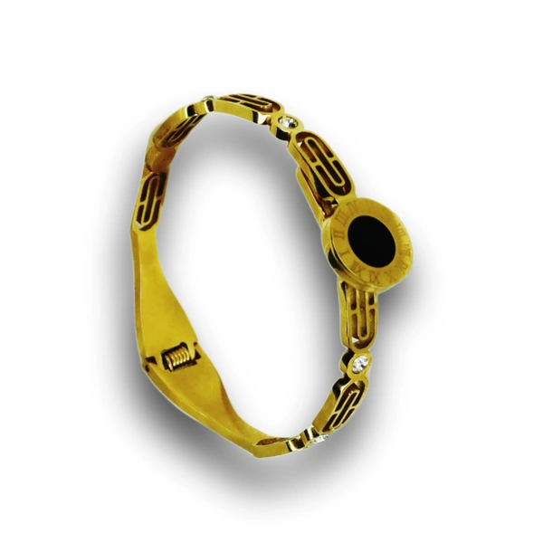 Artificial Golden Roman Numeral Kada Bracelet For Women & Girls | Stylish Bangle Design | Elegant Daily Wear Jewellery Gift