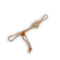 Artificial Golden Rose Evil Eye Heart Charm Bracelet for Women & Girls | Adjustable Stylish Wrist Accessory | Good Luck Gift for Birthday, Valentine, Friendship