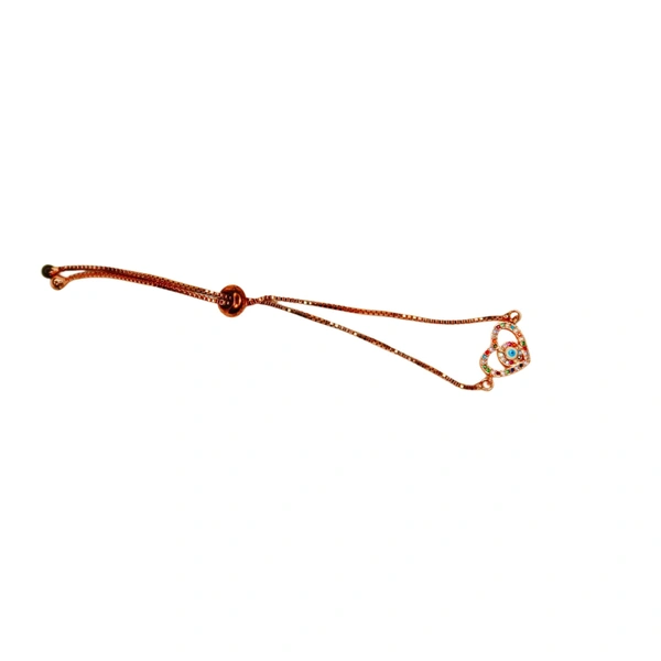 Artificial Golden Rose Evil Eye Heart Charm Bracelet for Women & Girls | Adjustable Stylish Wrist Accessory | Good Luck Gift for Birthday, Valentine, Friendship