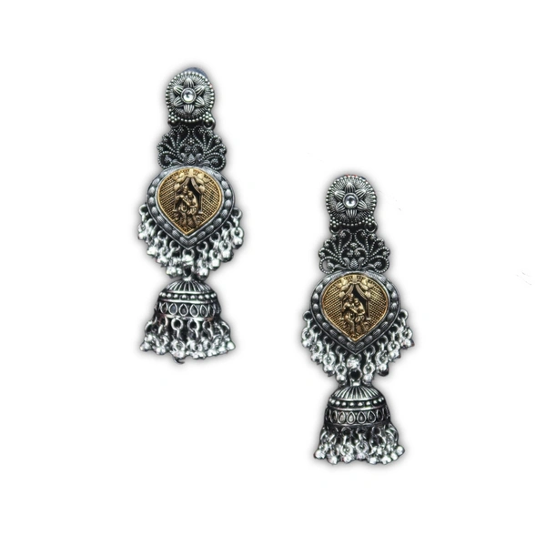Radiant Mirror Work Oxidized Jhumka Earrings – Graceful Ethnic jewellery for Women & Girls