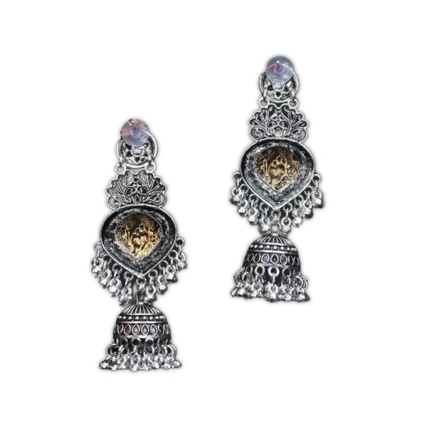 Radiant Mirror Work Oxidized Jhumka Earrings – Graceful Ethnic jewellery for Women & Girls