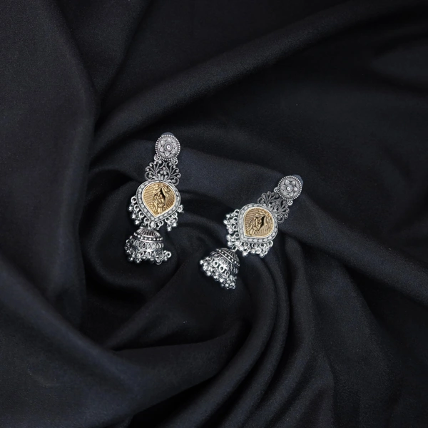Radiant Mirror Work Oxidized Jhumka Earrings – Graceful Ethnic jewellery for Women & Girls