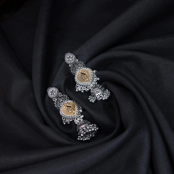 Radiant Mirror Work Oxidized Jhumka Earrings – Graceful Ethnic jewellery for Women & Girls
