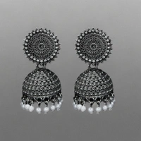  Timeless Beauty Floral Jhumka Earrings – Pearl Studded Traditional Oxidized jewellery
