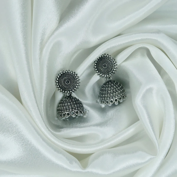  Timeless Beauty Floral Jhumka Earrings – Pearl Studded Traditional Oxidized jewellery
