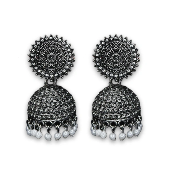  Timeless Beauty Floral Jhumka Earrings – Pearl Studded Traditional Oxidized jewellery