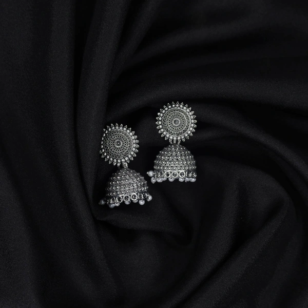  Timeless Beauty Floral Jhumka Earrings – Pearl Studded Traditional Oxidized jewellery
