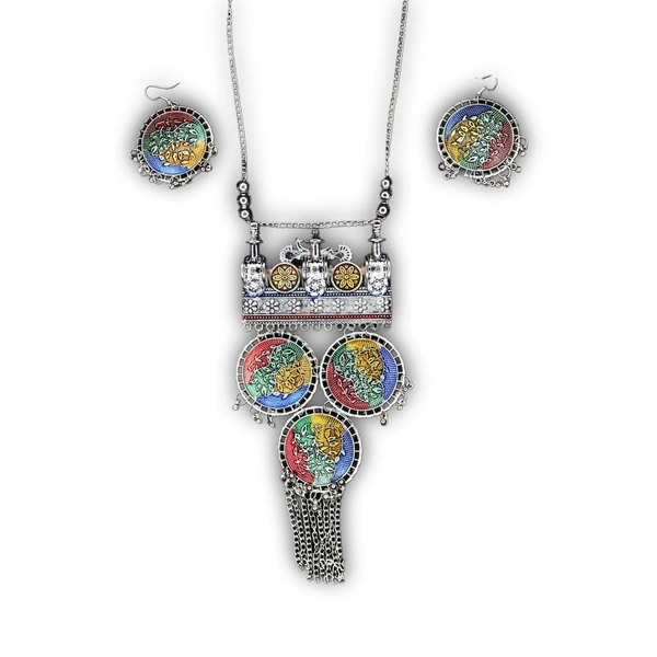 Timeless Beauty Traditional Oxidized Silver Necklace Set – Stylish Ethnic jewellery for Women