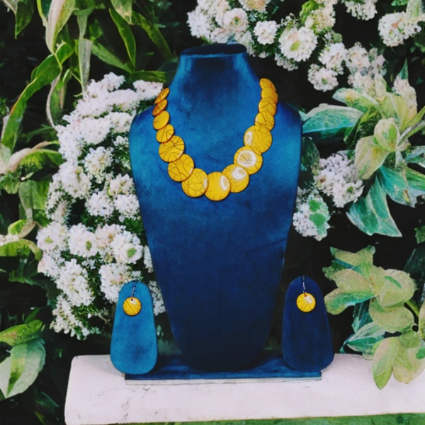 Elegant Tribal Yellow Beaded Necklace Set – Traditional Ethnic jewellery for Women & Girls - Yellow