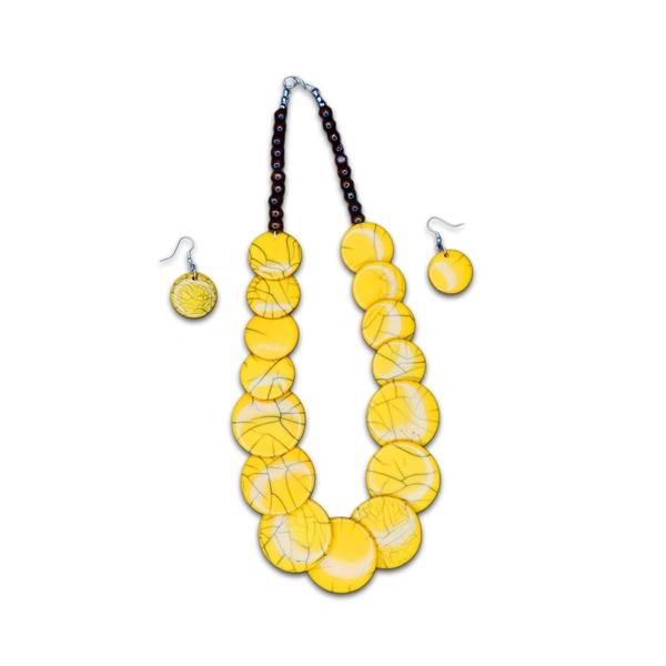 Elegant Tribal Yellow Beaded Necklace Set – Traditional Ethnic jewellery for Women & Girls - Yellow
