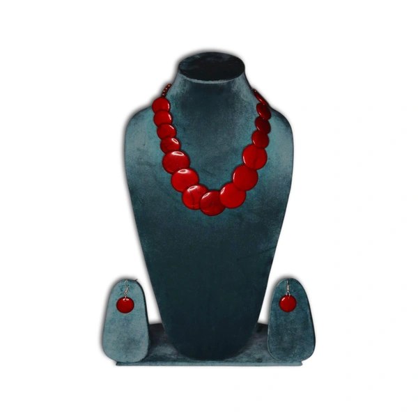 Elegant Tribal Maroon Beaded Necklace Set – Traditional Ethnic jewellery for Women & Girls - Maroon, Maroon