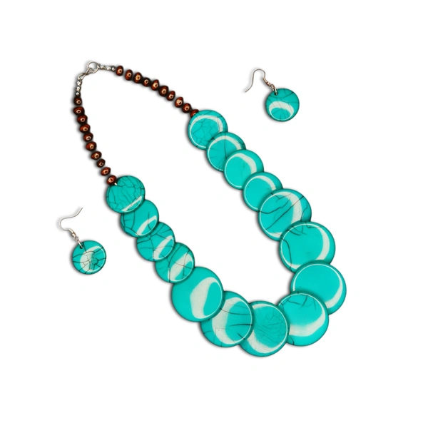 Elegant Tribal Multicolour Beaded Necklace Set – Traditional Ethnic jewellery for Women & Girls - Bright Turquoise