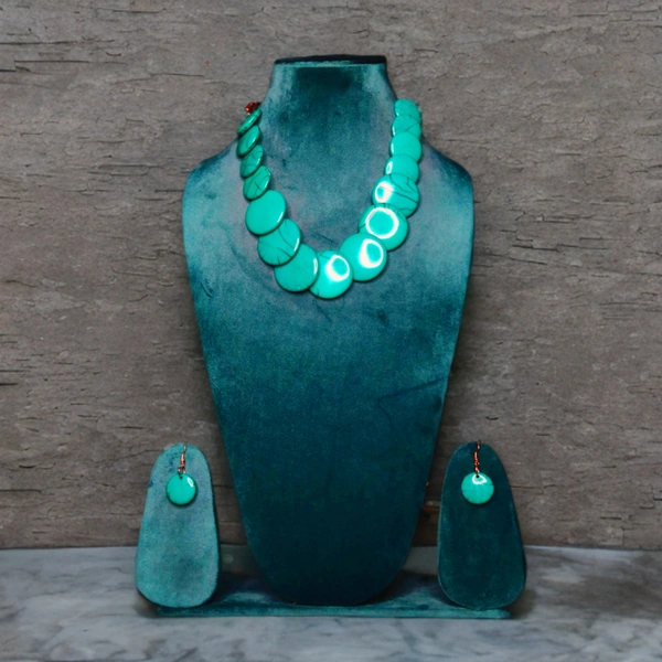 Elegant Tribal Multicolour Beaded Necklace Set – Traditional Ethnic jewellery for Women & Girls - Bright Turquoise