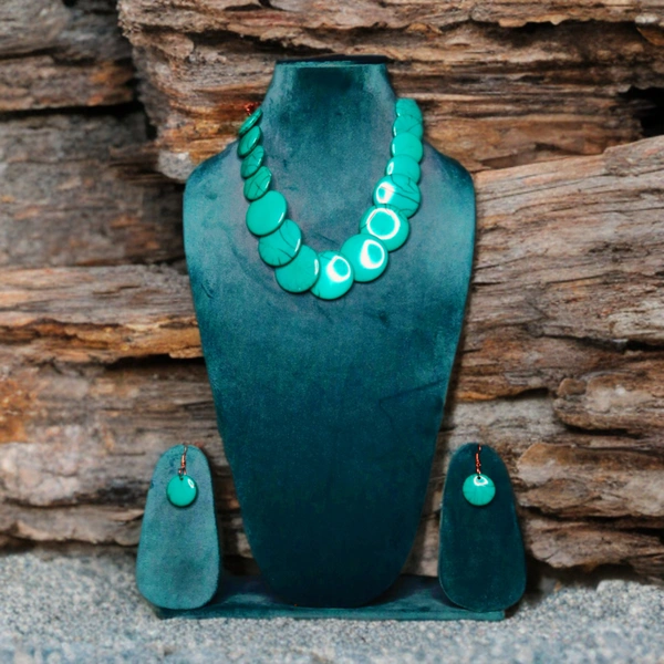 Elegant Tribal Multicolour Beaded Necklace Set – Traditional Ethnic jewellery for Women & Girls - Bright Turquoise
