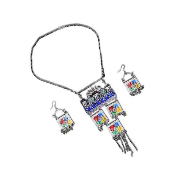 Timeless Beauty Traditional Oxidized Silver Necklace Set – Stylish Ethnic jewellery for Women