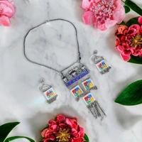 Timeless Beauty Traditional Oxidized Silver Necklace Set – Stylish Ethnic jewellery for Women