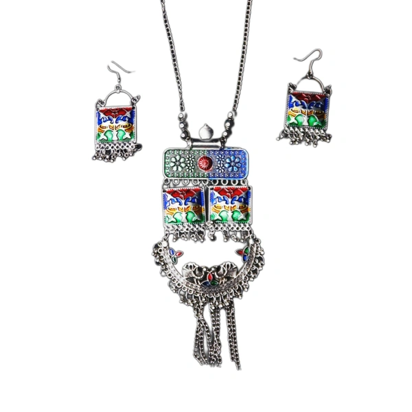 Timeless Beauty Traditional Oxidized Silver Necklace Set – Stylish Ethnic jewellery for Women