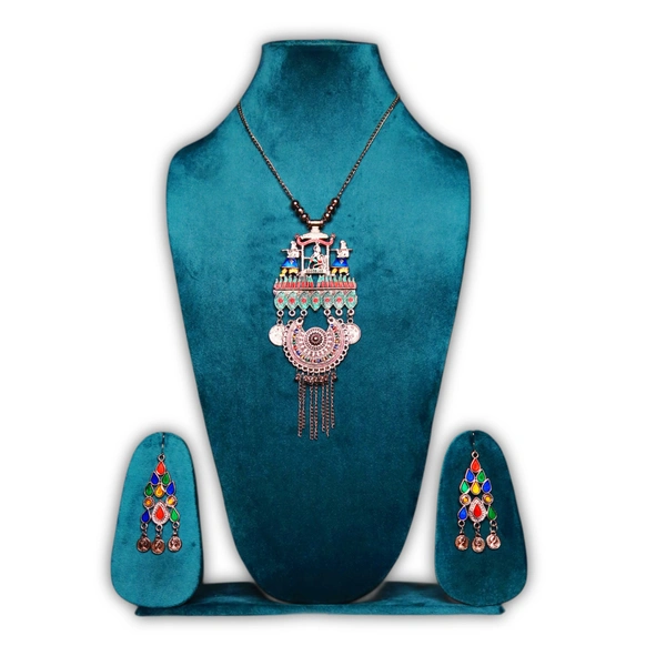 Timeless Beauty Traditional Oxidized Silver Necklace Set – Stylish Ethnic jewellery for Women