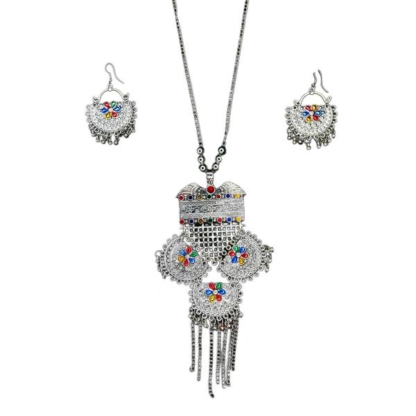 Timeless Beauty Traditional Oxidized Silver Necklace Set – Stylish Ethnic jewellery for Women