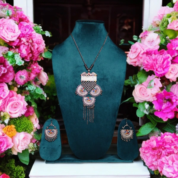 Timeless Beauty Traditional Oxidized Silver Necklace Set – Stylish Ethnic jewellery for Women