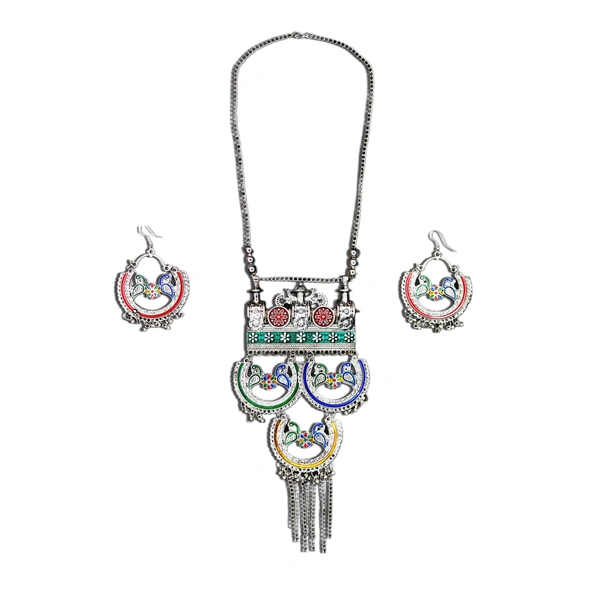 Timeless Beauty Traditional Oxidized Silver Necklace Set – Stylish Ethnic jewellery for Women