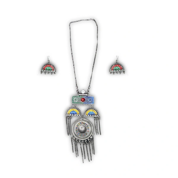 Timeless Beauty Traditional Oxidized Silver Necklace Set – Stylish Ethnic jewellery for Women