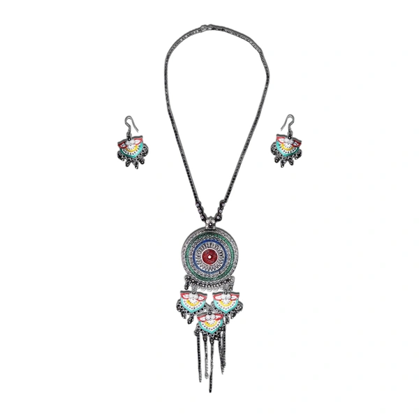Timeless Beauty Traditional Oxidized Silver Necklace Set – Stylish Ethnic jewellery for Women
