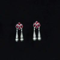 Graceful Oxidized Dangle Earrings with Pink Stone – Timeless Ethnic jewellery for Women