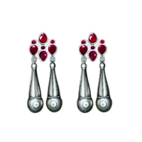 Graceful Oxidized Dangle Earrings with Pink Stone – Timeless Ethnic jewellery for Women