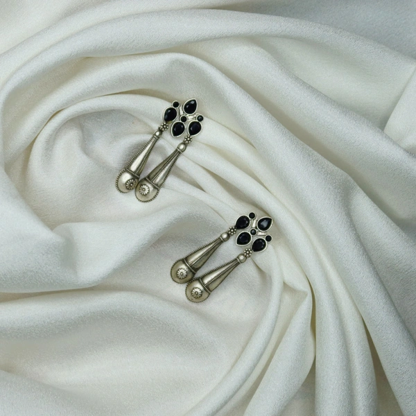 Graceful Oxidized Dangle Earrings with Pink Stone – Timeless Ethnic jewellery for Women