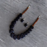 Elegant Tribal Black Beaded Necklace Set – Traditional Ethnic jewellery for Women & Girls - Black