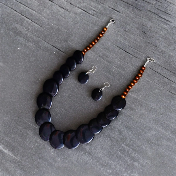 Elegant Tribal Black Beaded Necklace Set – Traditional Ethnic jewellery for Women & Girls - Black