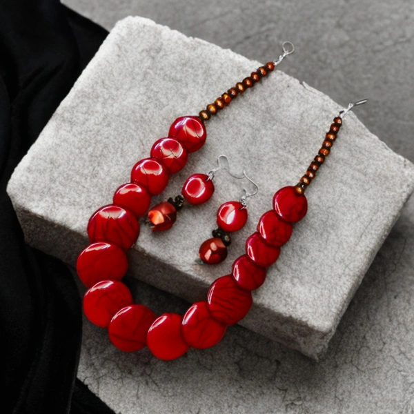 Elegant Tribal Maroon Beaded Necklace Set – Traditional Ethnic jewellery for Women & Girls - Maroon, Maroon