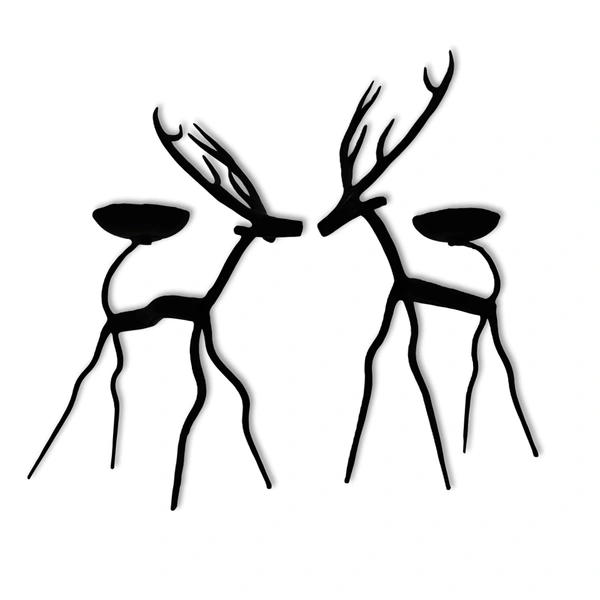Palak Saxena Wrought Iron Reindeer Tea Light Candle Holders: Handcrafted Set of 2 for Housewarming Gifts