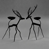 Palak Saxena Wrought Iron Reindeer Tea Light Candle Holders: Handcrafted Set of 2 for Housewarming Gifts