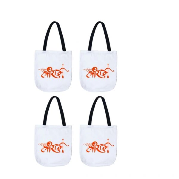 Palak Saxena Jai Shri Ram  Tote Bags For Women College Bag For Girls Traveling, Shopping, Grocery, Daily Use (Pack of 4)