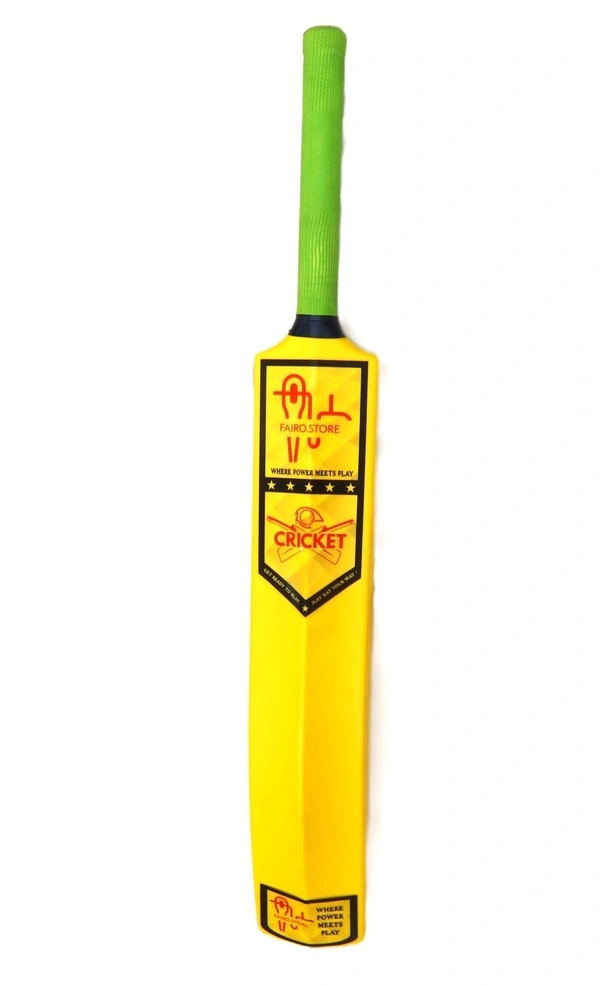FAIRO.STORE Heavy Duty Plastic Yellow Cricket Set with Stump, Ball and Bat Kit 3 Stumps,1 Wicket Stand,2 Bails,1 Bat and 1 Ball for All Age Groups Kids/Boys/Girls/Adults (34” X 4.5”inches) - 34 x 4.5 inches, Barberry