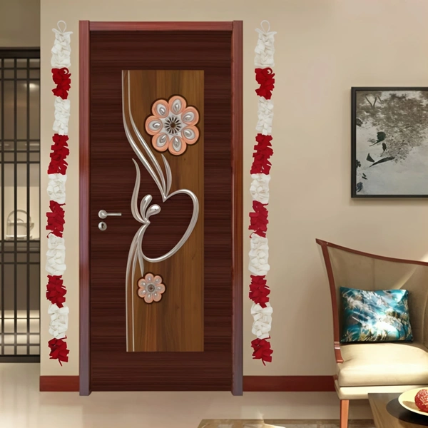 PALAK SAXENA Palak Saxena Handmade Red and White Door Hanging (Set of 2)| Attractive |Home Decorative | Antique| Handicraft Items| Wall Hanging | Wall Hanging|Toran |Latkan, - ‎4D x 10W x 197H Centimeters, red