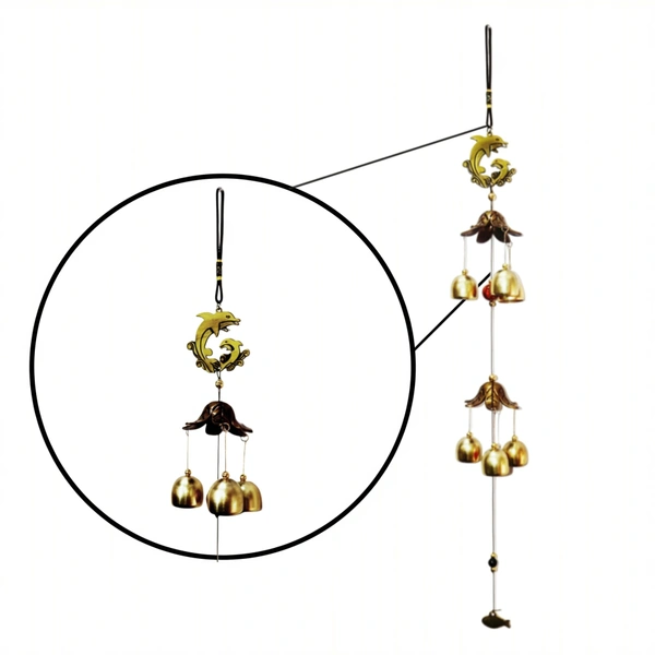 PALAK SAXENA Palak Saxena Metal Wind Chimes for Home, Balcony, Terrace, Garden, Living Room, and Office | Stylish Bells with Feng Shui Good Luck and Soothing Sound | Home Decoration Item for Positive Energy - 62L x 6W x 7H Centimeters, Brown