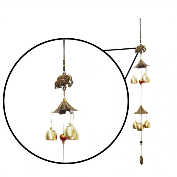 PALAK SAXENA Palak Saxena Metal Wind Chimes for Home, Balcony, Terrace, Garden, Living Room, and Office | Stylish Bells with Feng Shui Good Luck and Soothing Sound | Home Decoration Item for Positive Energy - 62L x 6W x 7H Centimeters, Brown