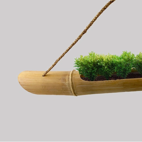 PALAK SAXENA Palak Saxena Sustainable Horizontal Bamboo Planter – Eco-Friendly Indoor and Outdoor Gardening Decor for Plants and Succulents - ‎62D x 10W x 10H Centimeters, Brown