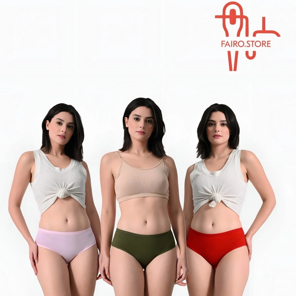 FAIRO STORE Women's Cotton Panties Comfortable Solid Panties Multicolor (XXL 100 cm) Panties (Pack of 3) - XXL (100 cm)