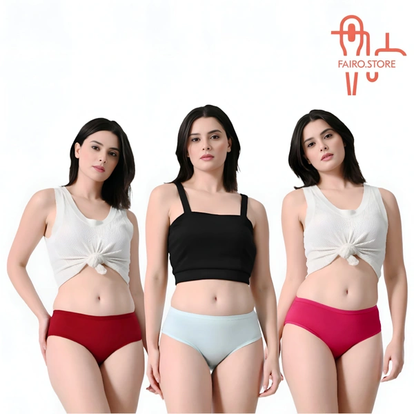 FAIRO STORE Women's Cotton Panties Comfortable Solid Panties Multicolor (XXL 100 cm) Panties Pack of 3 - XXL (100 cm)