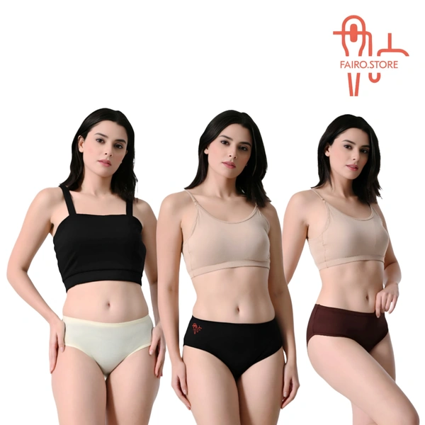 FAIRO STORE Women's Cotton Panties Comfortable Solid Panties Multicolor(XXL 100 cm) Panties (Pack of 3) - XXL (100 cm)