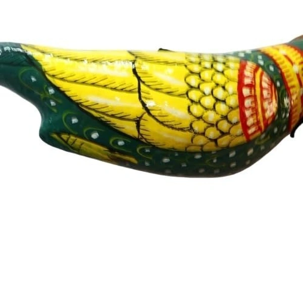 Handpainted Paper Mache Indian Green Parrot Bird, Hanging Ornament, Handmade Decorative Bird for Home, Garden