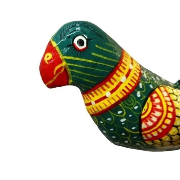 Handpainted Paper Mache Indian Green Parrot Bird, Hanging Ornament, Handmade Decorative Bird for Home, Garden